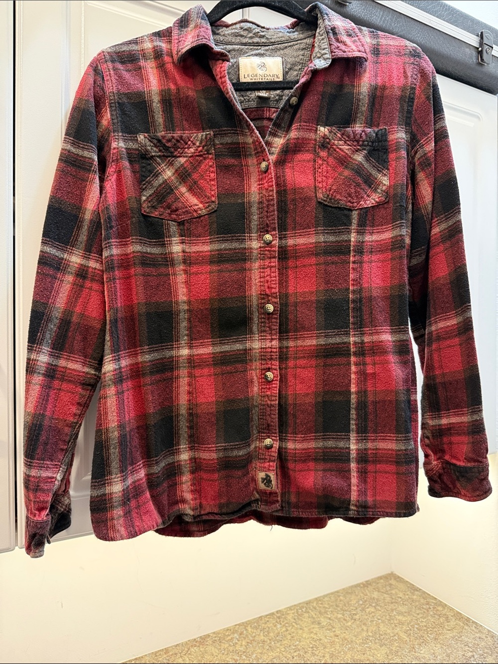 Legendary Whitetails Red and Black Plaid Button-Down Flannel Shirt